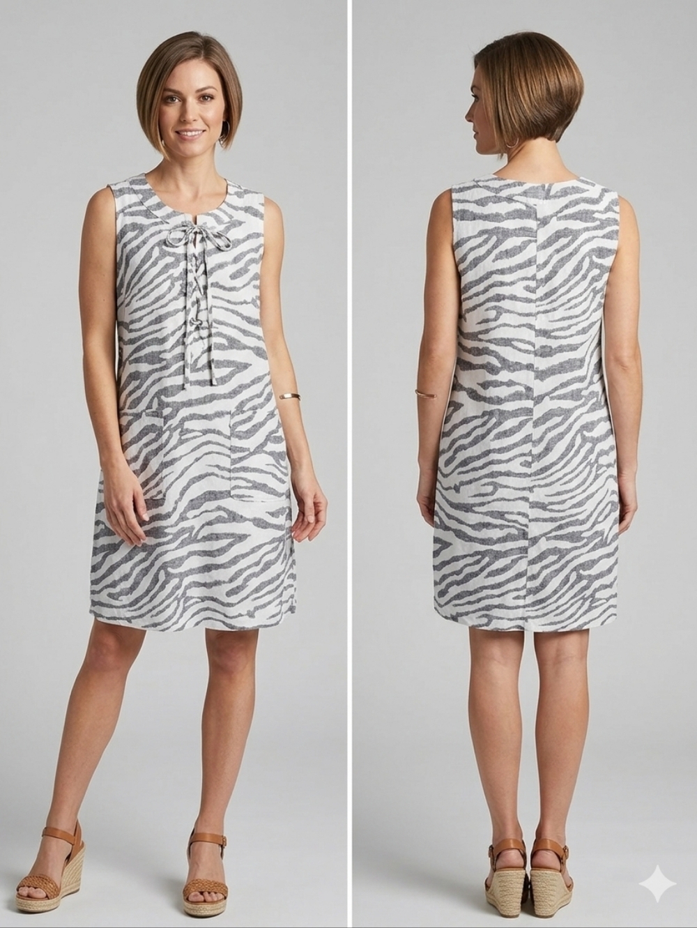 Tommy BAHAMA LINEN ZEBRA/ JUNGLE PRINT SHIFT DRESS SIZE S/P